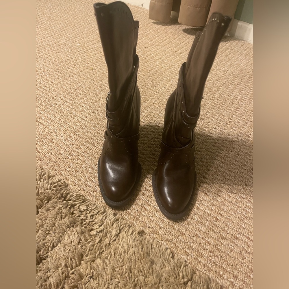 Brown Boots with Silver Studs